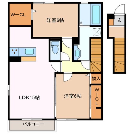 日永駅 徒歩5分 2階の物件間取画像